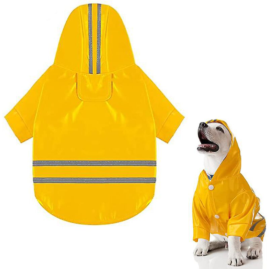 Reflective Strip pu Pet Dog Safety Raincoat Lightweight Breathable Hooded Poncho (l)