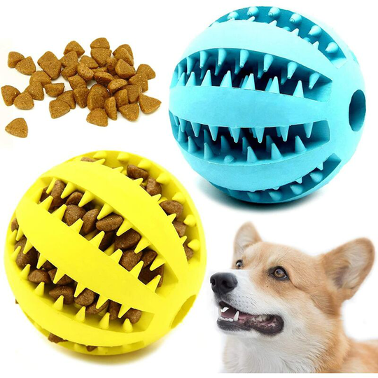 Dksfjkl - 2 Dog Toy Balls, Dog Feeding Ball, Dog Ball Training Teeth Intelligence Toy with Teeth Cleaning Toy Random Color