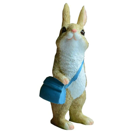 Ilovemilan - Miniature Fairy Garden Rabbit Figurines- Mini Schoolbag Rabbit Figurine