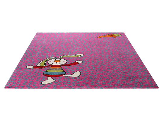 Rainbow Rabbit Pink Area Rug