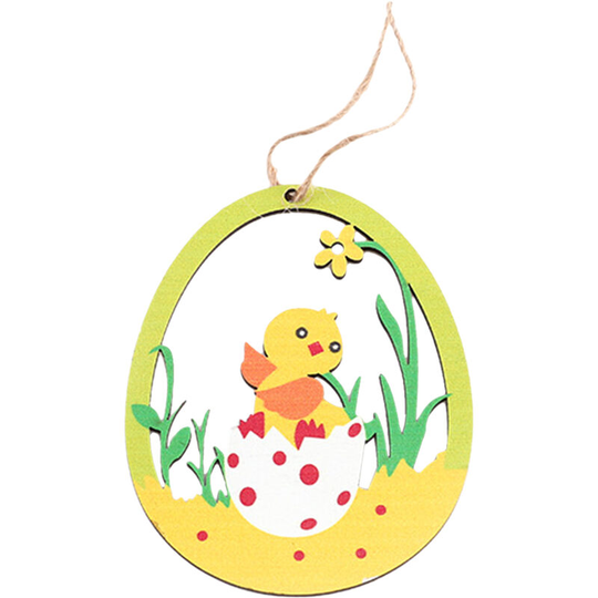 Asupermall - 10PCS Easter Wooden Hanging Ornament Set Easter Aniaml Flower Themed Hanging Tags Decoration Colorful Rabbit Egg Hanging Pedant for