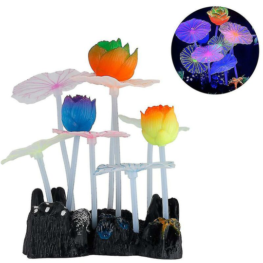 Lotus Ornament Silicone Light Effect Aquarium Decor