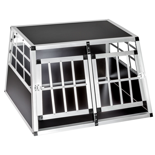 tectake Dog crate double - dog cage, puppy crate, dog travel crate - 89 x 69 x 50 cm