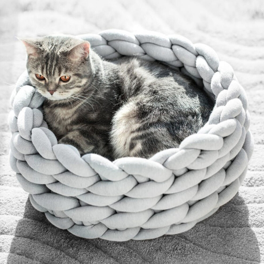 (45cm) Woven Pet Sleeping Bed Small Cat Dog Basket Bed Knitting Nest