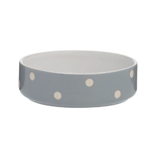 Polka Dot Dog Bowl (4cm x 13cm x 13cm) (Grey/White) - Grey/White - Mason Cash