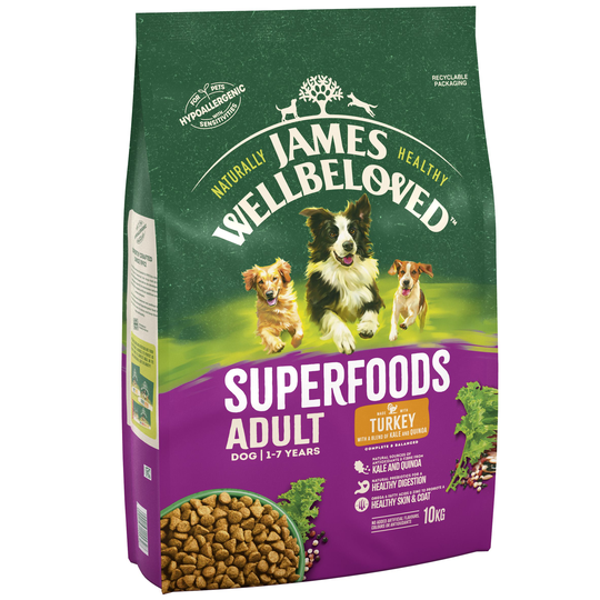 James Wellbeloved Adult Superfoods - Turkey with Kale & Quinoa - 10kg