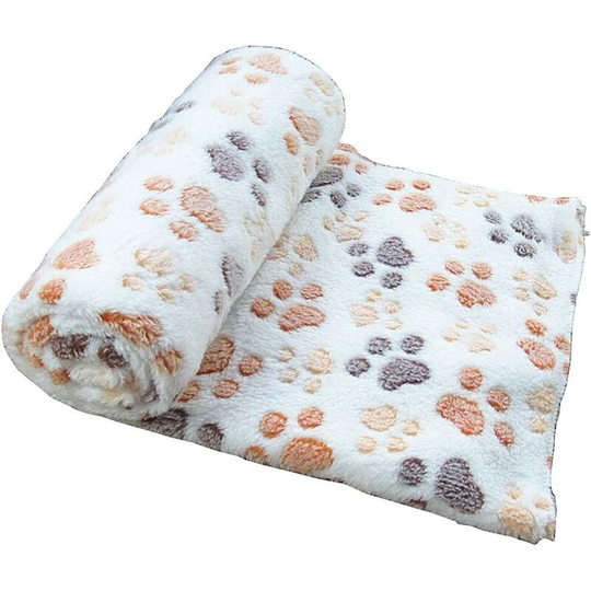 Blanket Pet Cushion Small Dog Cat Bed Soft Warm Sleep Mat Puppy Kitten Soft Blanket Doggy Warm Bed Quilt Mat Paw Print Cushion, White S