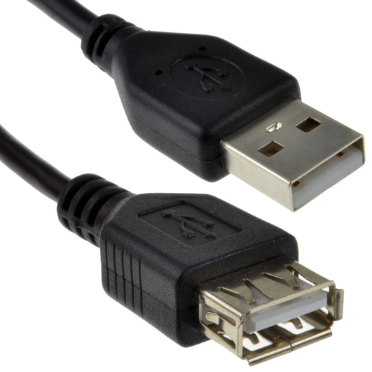 kenable USB 2.0 24AWG High Speed EXTENSION Cable A Plug to Socket BLACK 0.6m