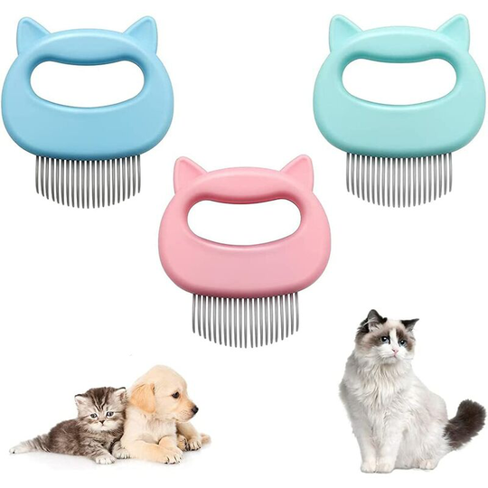 3 Pieces Cat Massage Comb, 3 Colors Cat Comb, Pet Comb, Soft 21 Teeth, for Removing Pet Tangles, Tan