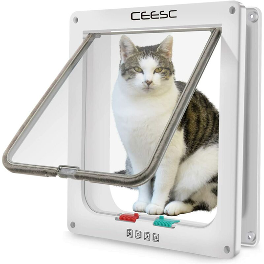 Pet door, 4 position lockable cat door, weatherproof