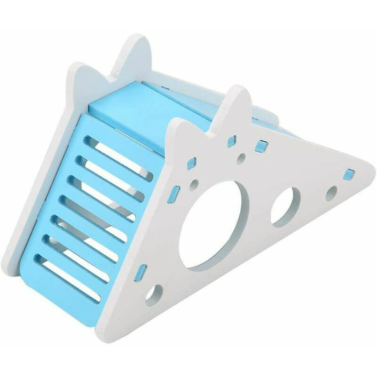 Wooden Hamster House Cage for Hamster Den Habitat Nest with Stairs Small Pet Exercise (Blue)
