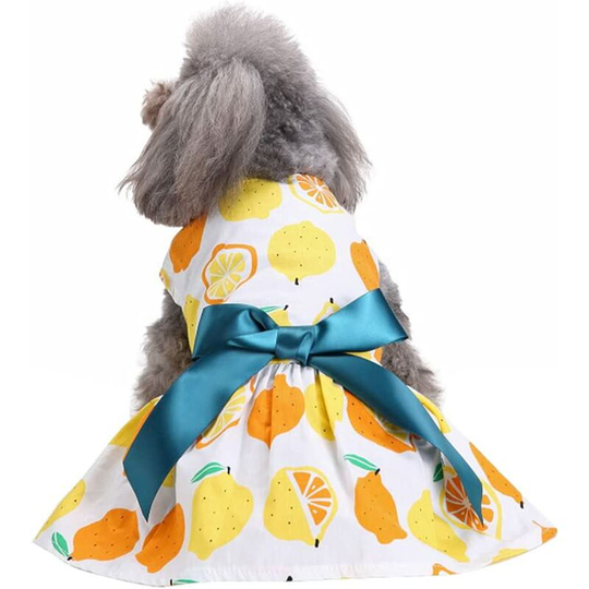 Soekavia - Dog Dress Cute Pet Skirt Elegant Shirts Sundress Bowknot Summer Puppy Apparel Clothes Small Medium Girl Dogs Cats Wedding (Yellow-XS)