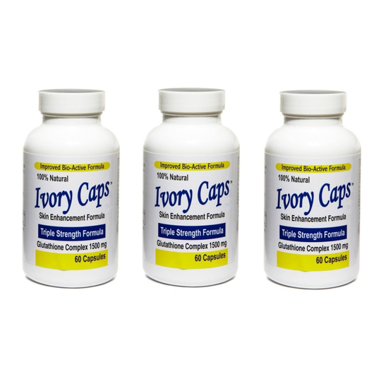 IVORY CAPS Glutathione Skin Whitening 1500mg 60 Caps - Pack of 3