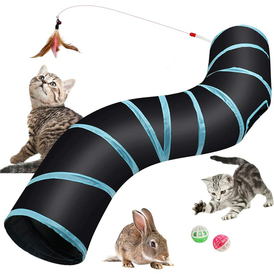 Perle Rare - Cat Tunnel Cat Toy,Cat Tunnel,Rabbit Tunnel,S-Tunnel Cat Games,Folding Tunnel Tube,Dog Tunnel,Pet Tunnel With Cat Fishing Rod Suitable