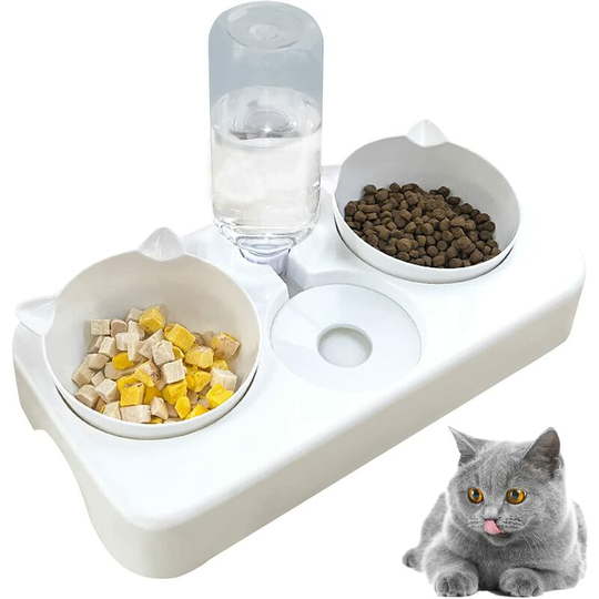 Cat Bowls, Pet Bowl Pet Water Bowl,Cat Bowl Para Water and Food 3 in 1 Automatic Water Dispenser Perfect Reclining Neck Protective for Cat and Dog