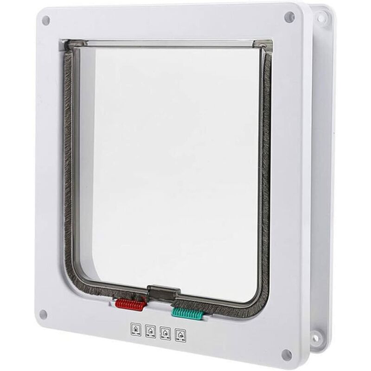 Cat Flap (External Size 25cm x 23.5cm x 5.5cm),4 Way Locking Cat Flap,Dogs or Small Pets Controllable Lockable Easy to Install(L)