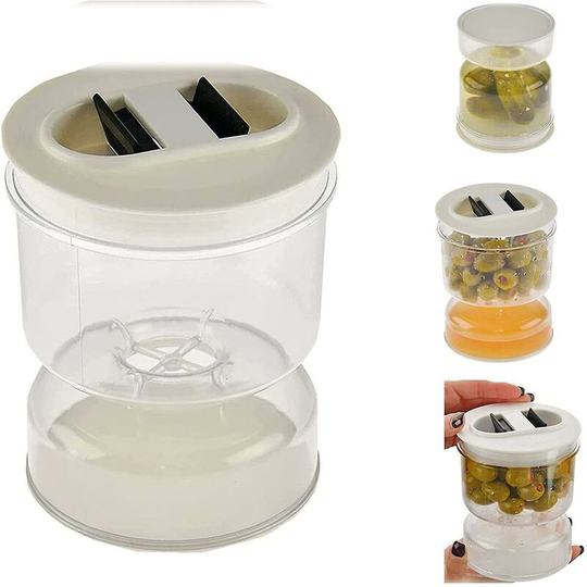 The hourglass can dry and wet the separate container olives food storage pickle jar