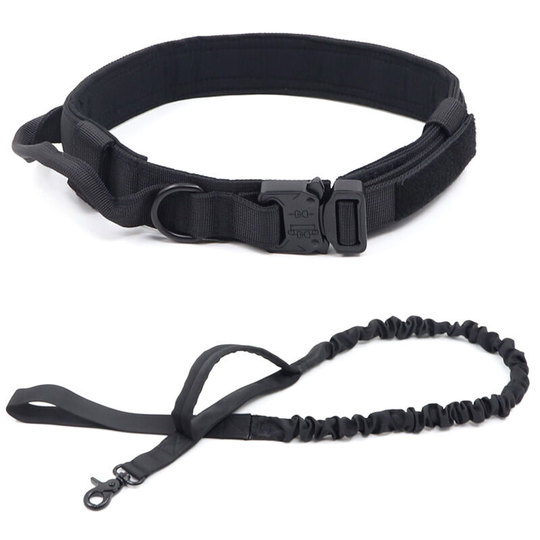 Tactical Dog Collar Outdoor Dog Traction Rope for Large and Medium Dog Military Dog Training Dog Tactical Collar Black(L)