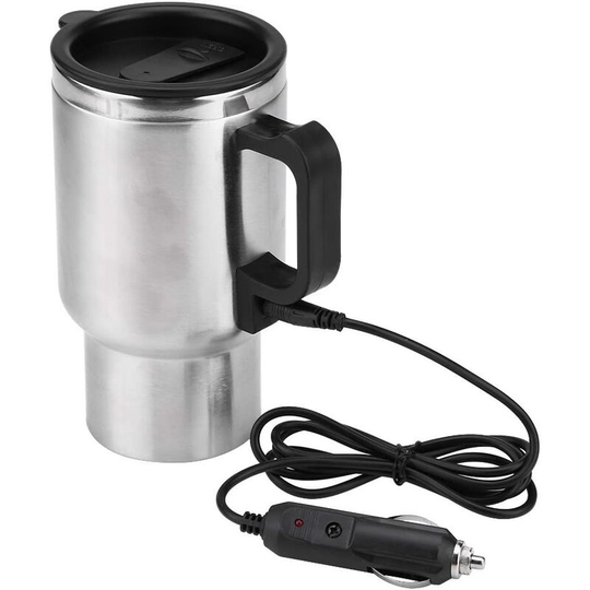 Naxunnn - Travel kettle, car electric kettle, 12V 450ml heating cup car stainless steel cup with cable cigarette lighter for coffee, tea