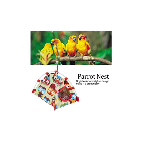 Parrot House, Bird Hanging Hammock Toy Windproof Nest House Bed Cave Winter Warm Parakeet (Owl s)