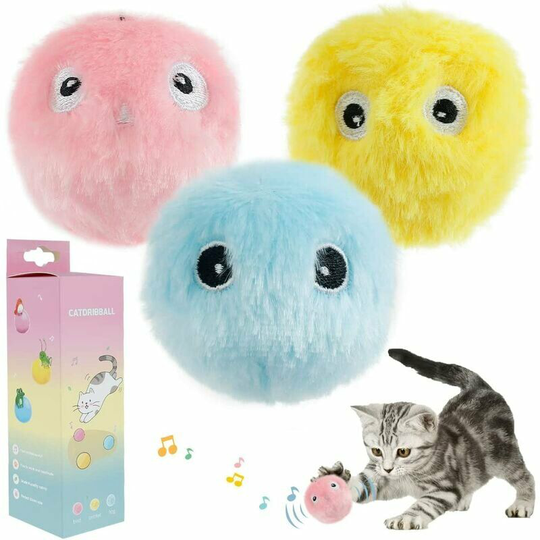 Interactive Cat Toy, with Cries of Birds, Frogs and Crickets, Plush Cat Balls Hunt Guazhuni (3pcs)