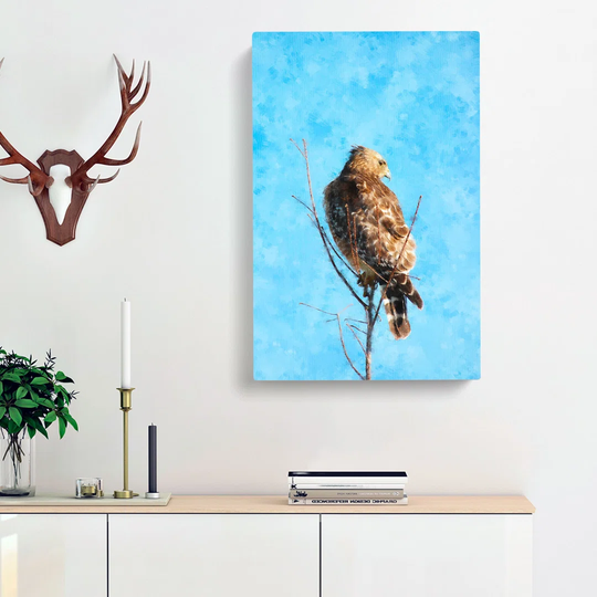 Hawk Perched in a Tree - Wrapped Canvas Graphic Art Print