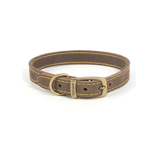 Timberwolf Leather Dog Collar [btp] (35-43cm) (Sable) - Sable - Ancol