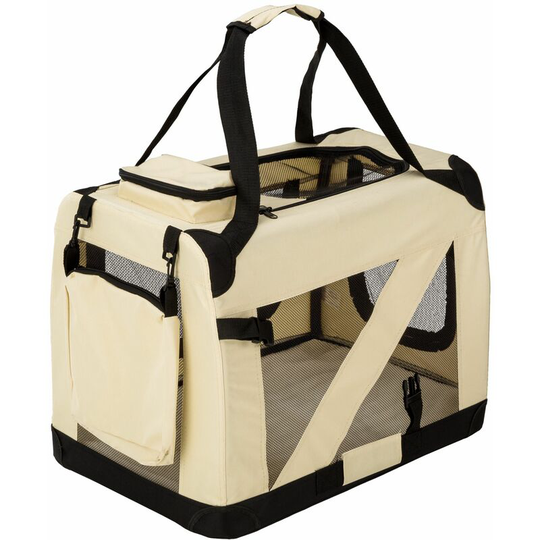 Dog crate foldable - dog cage, pet carrier, puppy crate - m / 60 x 42 x 44.5 cm - beige