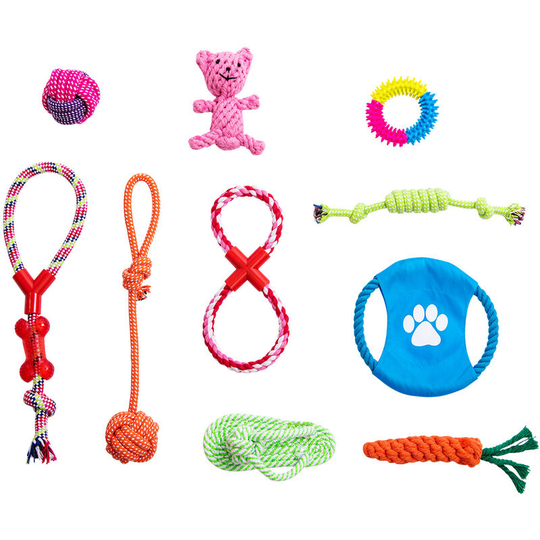 Set of 10 dog toys, durable chewing rope Toy loneliness small and medium health dogs (multicolored)