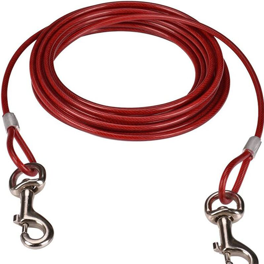 3m cable, double-ended cable, pet leash cable (3m, Red)