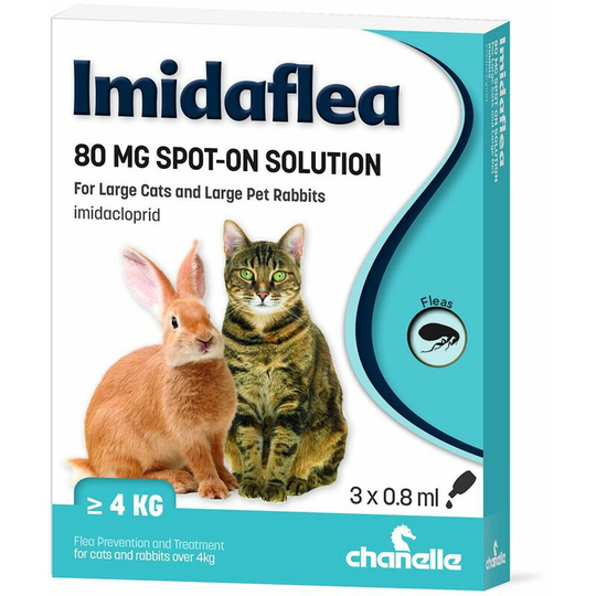 Imidaflea 80Gm Spot-On For Large Cats/Rabbits - 3 Pipettes - Chanelle
