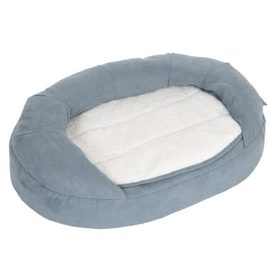 Oval Memory Foam Dog Bed - Grey - 72 x 50 x 20 cm (L x W x H)