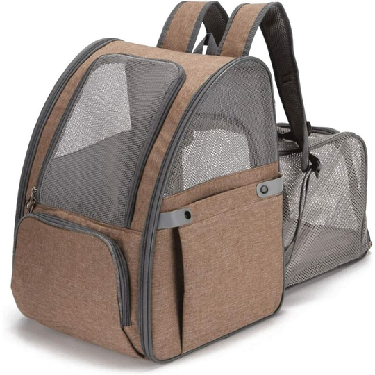Expandable Puppy Cat Carrier Bag Small Dog Backpack Pet Backpack Breathable Foldable Dog Cat Carrier Bag Brown