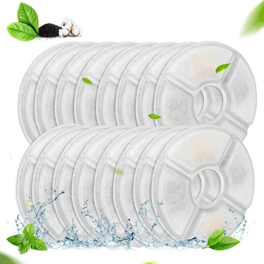 Sun Flowergb - 16 Pack Cat Water Fountain Replacement Filters, Cat Fountain Filters, Cat Fountain Filter Replacement for 2.4L Round Stainless Steel