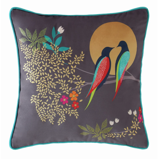Birds At Dusk Feathers Square Scatter Cushion With Filling
