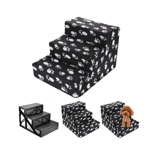 3 Steps Portable Dog Puppy Ladder Doggy Pet Soft Stairs Ramp&Wash