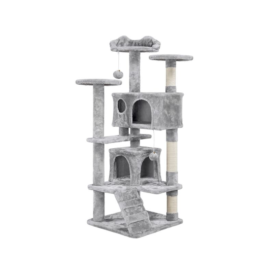 Yaheetech 54.5"H Cat Tree Tower for Kittens & Small/Medium Cats, Light Gray - light gray
