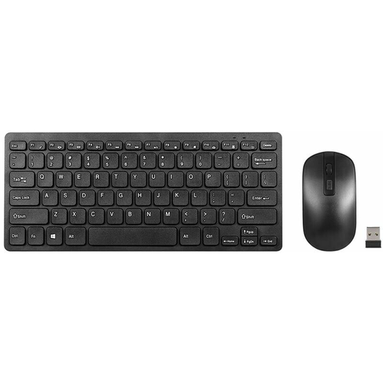 KM901 Keyboard Mouse Combo 2.4G Wireless 78 Key Mini Keyboard and Mouse Set Portable Office Combo, Black