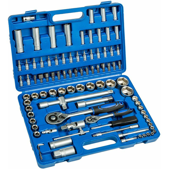 Tectake - Ratchet with socket set 94 PCs. - socket wrench, adjustable wrench, ratchet set - black