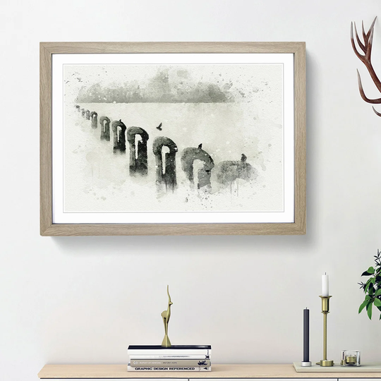 Perched Pigeons in Abstract - Picture Frame Graphic Art Print