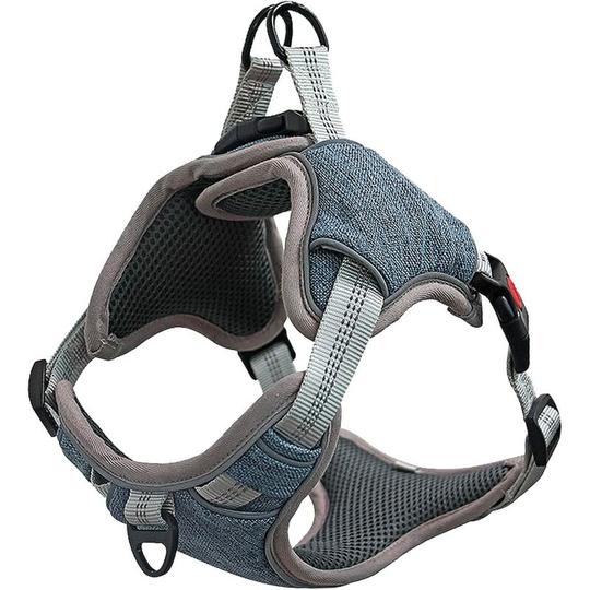 Perle Rare - Dog Harness, Anti Pull Dog Harness, Adjustable Reflective Safety Dog Harness with Breathable Padding (m, Blue)
