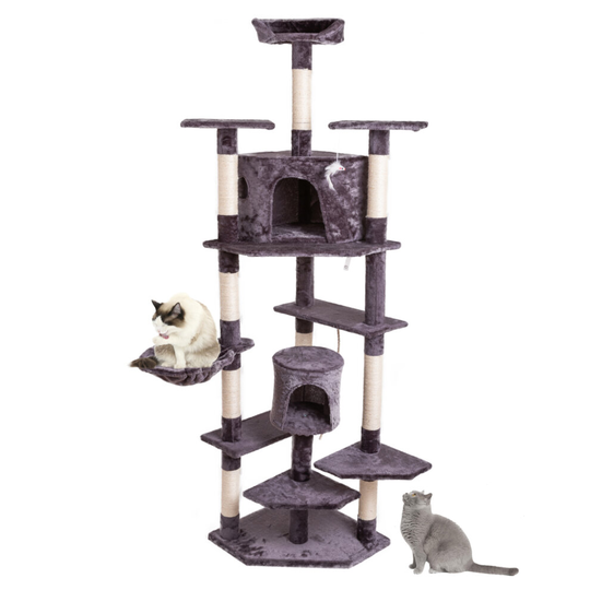 Cat Tower Tree Scratching Post Climbing Activity Sisal Bed Kitten 201cm 2m Grey