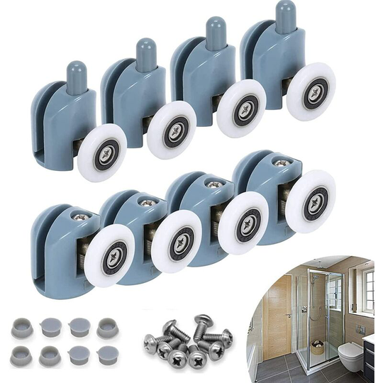Litzee - 8 pcs bbc Shower Door Pulley, Shower Rollers, Sliding Rollers Bathroom Cabinet 23 mm, Gray, 23 mm/0.9 in.