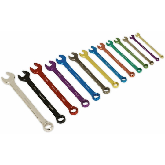 14pc multi colour Combination Spanner Set Metric 12 Point Socket Nut Ring Wrench