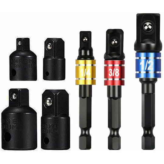 Bearsu - Socket Adapter 1/2 3/8 1/4 Hex Drill Bits Adapter Set Nut Wrench Reducer Socket Adapter Converter Ratchet Wrenches Bits (Black)