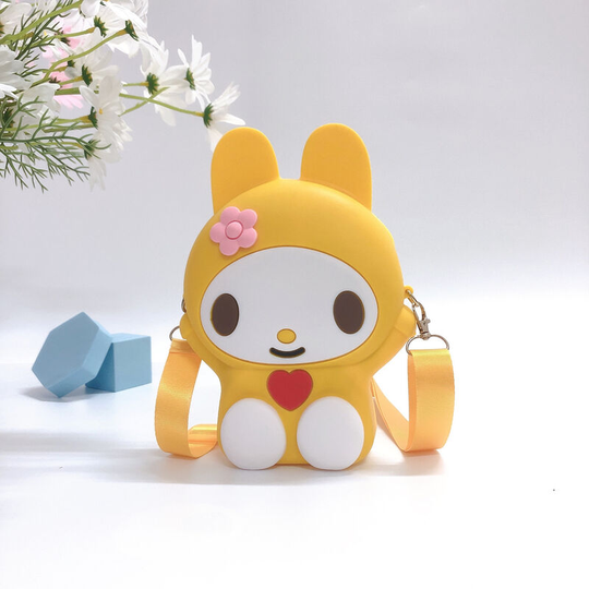 Ilovemilan - Cartoon Small Crossbody Bag for Teen girls Silicone Bunny Rabbit Purse Handbag Kids Waterproof Shoulder Bag(Yellow)