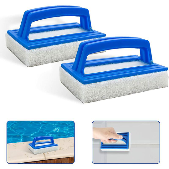 Langray - Pool Sponge Brushes, Pool Hand Scrub 14.5 x 8.5cm Hand Brush with Handle, Pool Floor Sponge Brush, Suitable for Spas, Hot Tubs, Aquarium