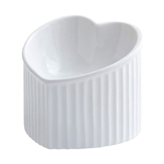 White Raised Bowl Holder Inclined Bowl for Dog and Cat Ceramic