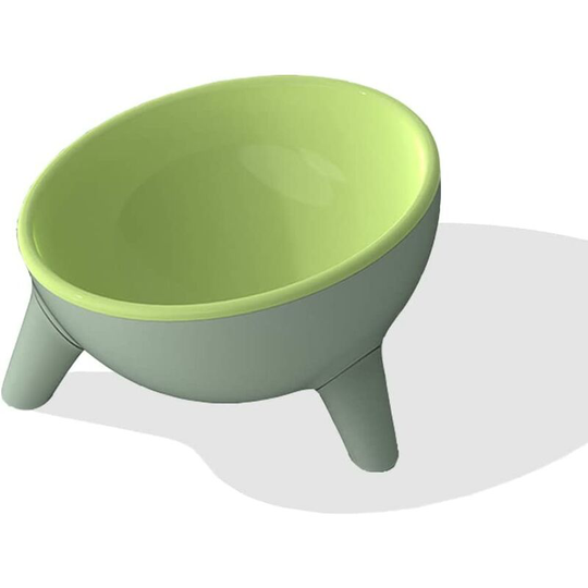 Cat Bowls Tilted Raised,Single Cat Feeding Bowls Elevated Cat Food Water Bowl Kittens Dishes 15° Inclined Angle Cat Feeder,Green