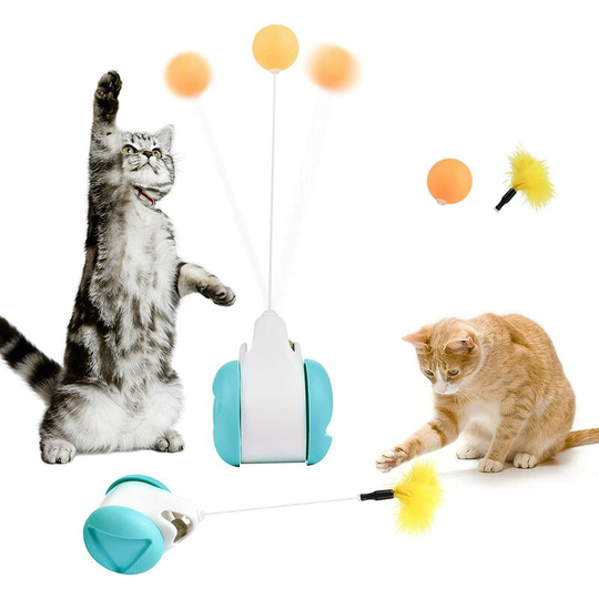 Feather Toys Interactive Cat Toy, Cat Toys, Balance Swing Cat Toys, 360° Rotating Toy with Catnip, Pet Training Toy (Blue)